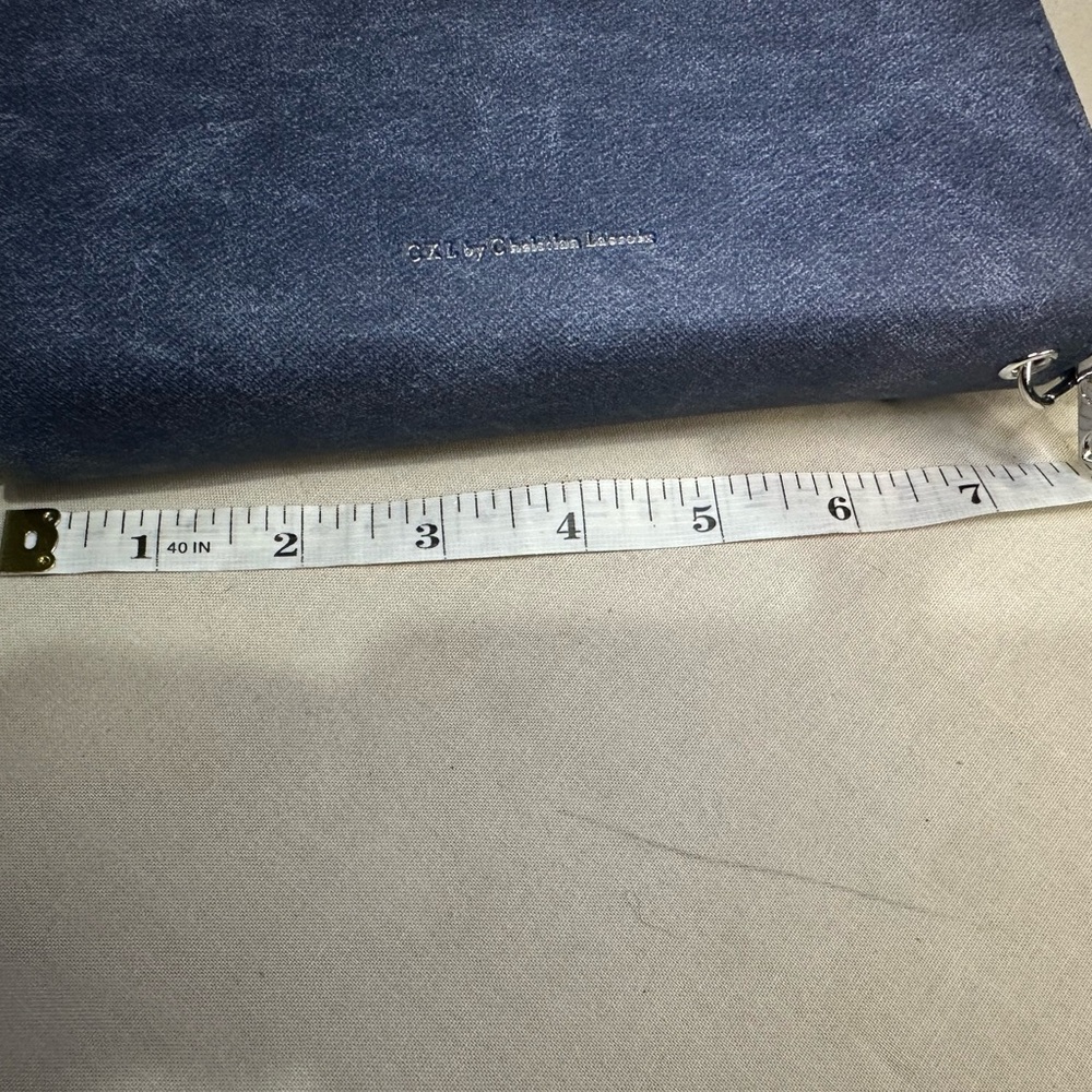 NWT Christian Lacroix Navy Blue Suede Wristlet Wallet - Picture 6 of 8